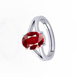 Barmunda Gems Brass Silver Toned Finger Ring with Red Stone-image-101