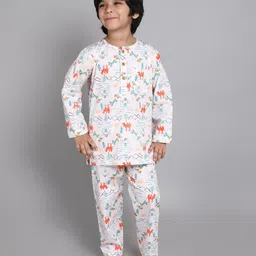 Little Clothings Kids Animal Printed Organic Cotton Round Neck Night Suits-picture-7