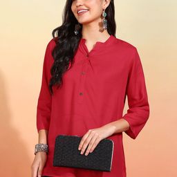 Label Ceres Women Mandarin Collar Cotton Top-image-97