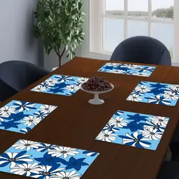 LooMantha 6-Pcs Blue & White Printed Table Placemats-12