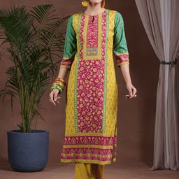 Libas Floral Printed Straight Kurta with Palazzos-image-77