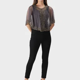 DEBONATELLA Women Party Embellished Crop Shrug-23