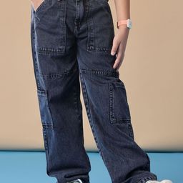 V-Mart Girls Regular Fit Mid-Rise Light Fade Stretchable Cargo Styles Jeans-picture-39