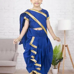 Smuktar garments Girls Blue Silk Blend Clothing Set-image-97