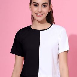 DTR FASHION Women Colourblocked Round Neck T-shirt-image-89