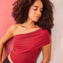 Outzidr Women One Shoulder Fitted Crop Top-picture-7
