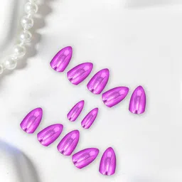 PRIVIU Set Of 12 Reusable Chromatic Nail With Application Kit - Metallic Pink-4