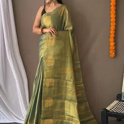 MORDEN MUSE Pure Tissue Silk Saree with Zari Weaving & Border Buttis-picture-49