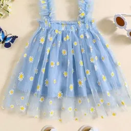 Moda Rapido Girls Floral Printed Flutter Sleeve Fit and Flare Dress-picture-34