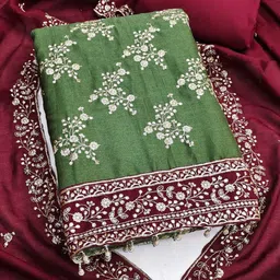 KALINI Embroidered Art Silk Unstitched Dress Material-image-96