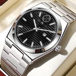 Shocknshop Men Patterned Dial & Stainless Steel Straps Analogue Function Watch WCH152Black-50