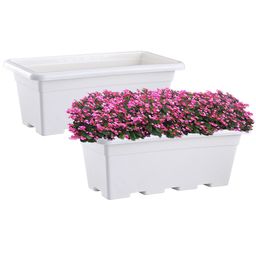 Kuber Industries 2Pcs White Rectangle Shaped Window Planters-50