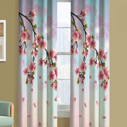 Steve & Anderson Jester Blue & Pink 2 Pieces Floral Printed Door Curtains (7 Feet)-10