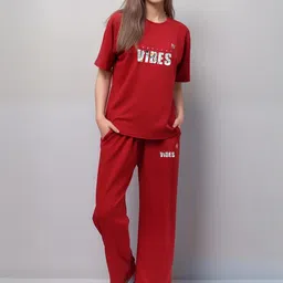 FITIN OUTFIT Typography Printed T-shirt & Pyjama Set-picture-13