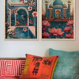 Kotart Brown & Pink 2 Pieces Wooden Abstract Wall Arts-picture-46