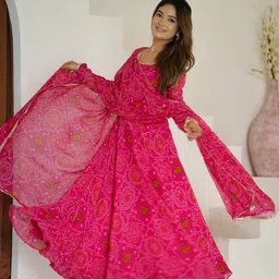 HELWIN DESIGNER Printed Gown Ethnic Dress With Dupatta-image-30