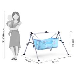 fab n funky Foldable Cradle With Square Hammock - Sea Green image 3