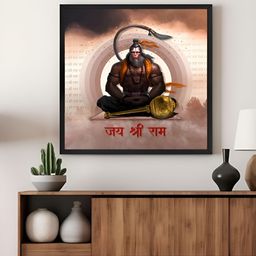 999Store Brown & Grey Hanuman Canvas Painting Wall Art-5