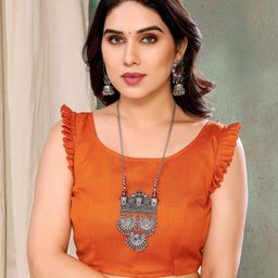 Anouk Printed Mirror Work Leheriya Saree image 4