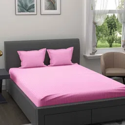 Bombay Spreads Pink Striped Cotton 180 TC King Bedsheet Set 2.7 m x 2.25 m-picture-16