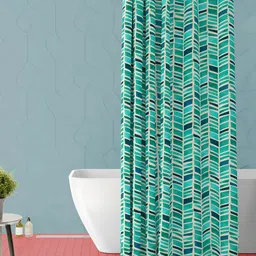 ArtzFolio Green and Teal Geometric Printed Waterproof Shower Curtain-50