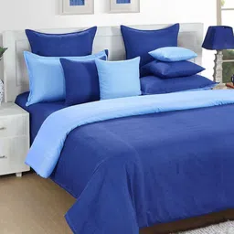 SWAYAM Blue Geometric 120 TC King Bedsheet with 2 Pillow Covers-image-30