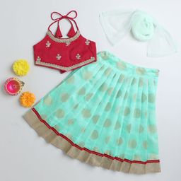MANY FROCKS & Girls Embroidered Thread Work Ready to Wear Lehenga Blouse With Dupatta-image-48