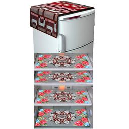 LooMantha 5-Pcs Pink & Maroon Printed Refrigerator Covers-image-63