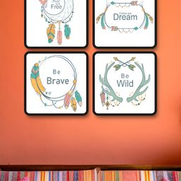 Livin'luxe White & Blue 4 Pieces Tribal Dreamcatcher Wall Arts-picture-7