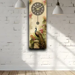 OLIVE TREE Yellow & Brown Printed Contemporary Wooden Rectangle Analogue Wall Clock-18