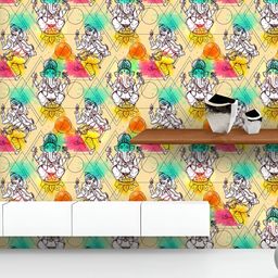 ArtzFolio Printed UV-Resistant Anti-Bacterial Hindu God Ganesha Peel & Stick Wallpaper-image-85