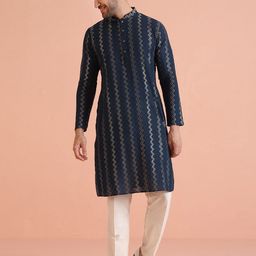 KISAH Men Dyed Thread Work Kurta-image-54
