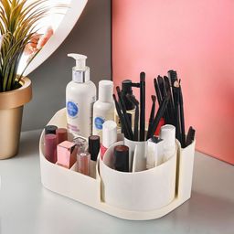 Kuber Industries Off White Rotating Skincare & Makeup Organizer Stand For Bedroom-48