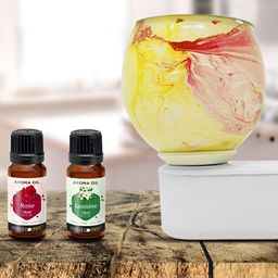 PEEPALCOMM 3Pc Yellow & White Marble-Printed Electric Aroma Oil Diffuser With Scented Oil-42