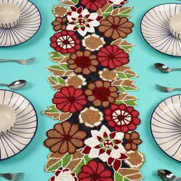 YWULY Red & Green Dining Table Beaded Runner-18