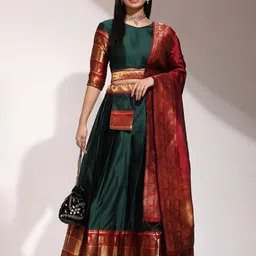 Fabcartz Semi-Stitched Lehenga & Unstitched Blouse With Dupatta-image-55