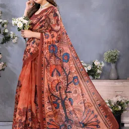 vj fashion Women Bagh Print Linen Blend Saree-picture-46