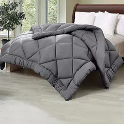 Doristyle Grey 250 GSM Checked Microfiber Double Bed Comforter-picture-37