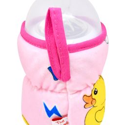 the little lookers The Little Looker Plush Bottle Cover with Elastic Neck Pack of 2 Yellow Pink - Fits 125 ml 120 ml 140 ml Bottle ( Cartoon Print May Very) image 4