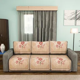 Aura Brown Printed Cotton Sofa Cover-image-67
