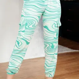 Popwings Women Textured Printed Loose Fit Mid-Rise Joggers Trousers-image-90