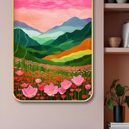 Myntra Elegant Homes Pink & Green Floral And Botanical Printed Wooden Wall Art-image-40