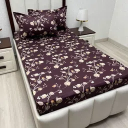 Pure Decor Lounge Fur Purple Floral 300 TC Pure Cotton Single Bedsheet Set1.73 m x 2.36 m-picture-55