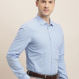 Turtle Classic Micro Checks Checked Pure Cotton Formal Shirt-image-10