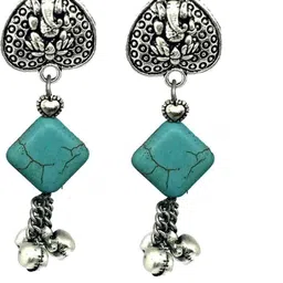 Gurjari Jewellers Ganesh Tops with Turquoise SQUARE Earring-image-49