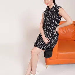 Vibesbydeebaco Women Polka Dots Print A-Line Dress-image-79