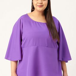 theRebelinme Women Plus Size Round Neck Flared Sleeves Top-image-121