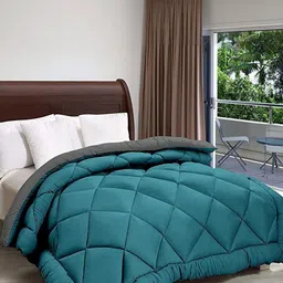 Doristyle Blue & Grey 250 Gsm Reversible Single Plain Quilted Comforter-picture-34