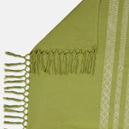 Fabindia Krisha Green Woven Design Cotton Double Bed Cover-10
