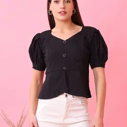 Kinjo Sweetheart Neck Puff Sleeve Top-picture-9